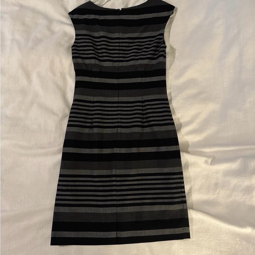 Calvin Klein Black and Gray Striped Midi Dress